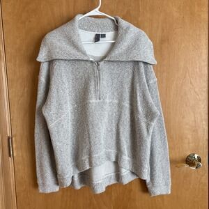Sweaty‎ Betty Restful Boucle 1/2-Zip Sweatshirt Women's Large Gray White